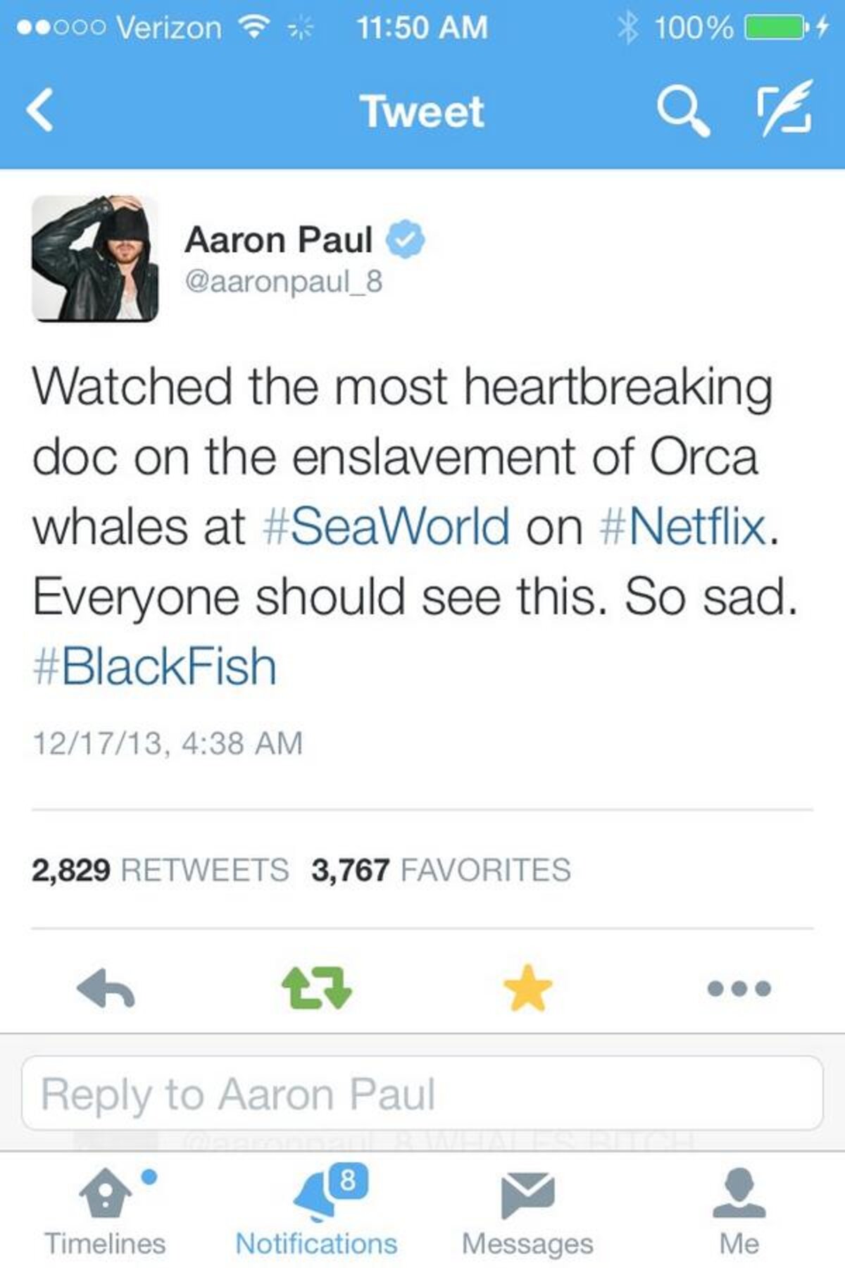 How do U spell bitch? aaronpaul_8 knows. It's S E A W O R L D 