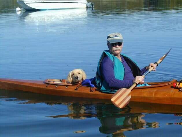 Dog on a kayak