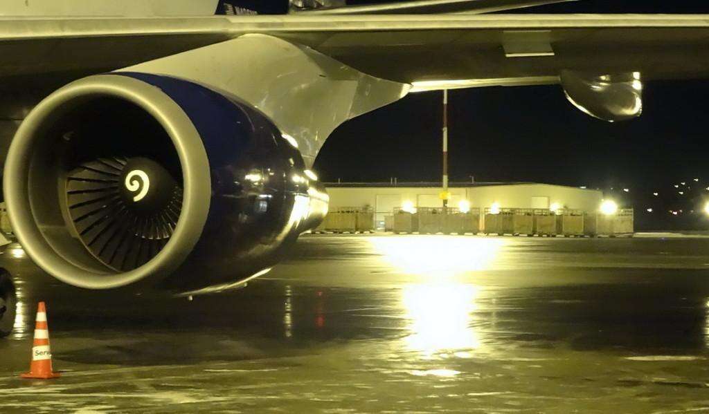 Airplane and crates of horses in Canada bound for Japan