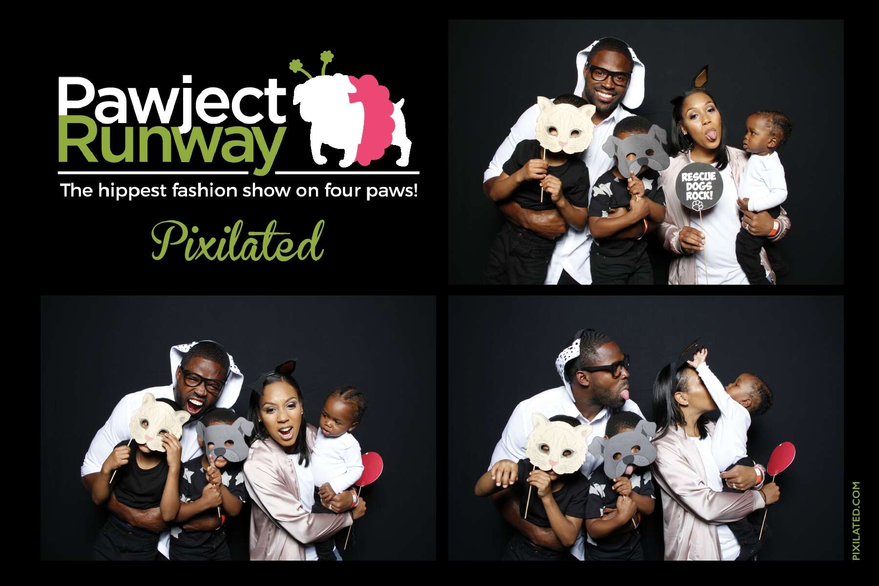 Torrey and Chanel Smith family having fun at the Pawject Runway photo booth