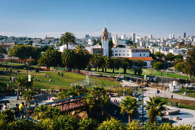 aerial view of mission delores park, san francisco, california