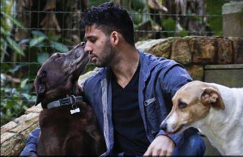 David Miranda, with his dogs