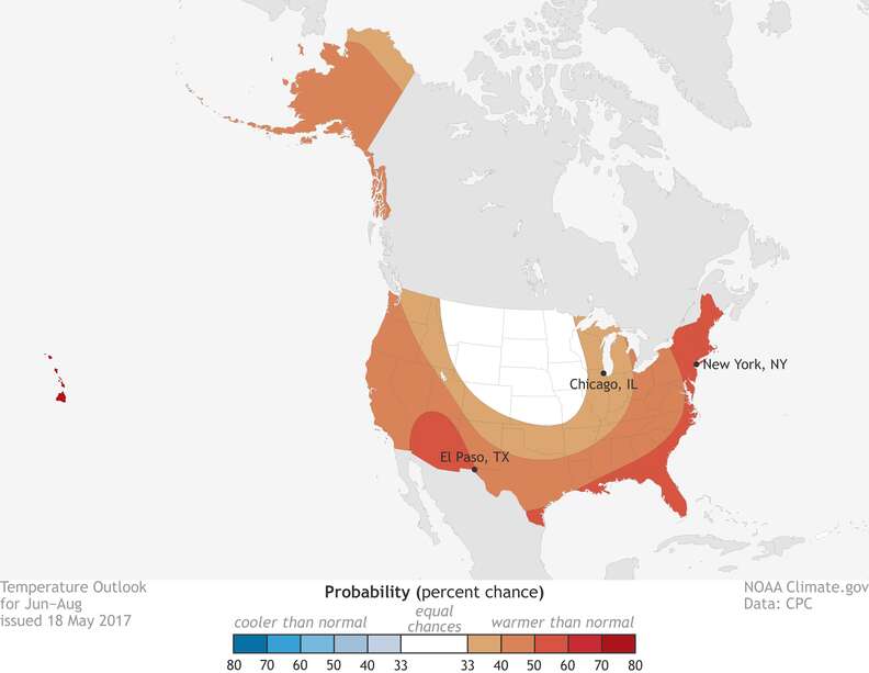 NOAA Map Suggests This Summer Will Be Much Hotter Than Average Thrillist