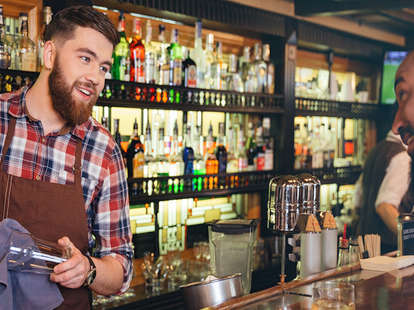 bartender talking with customer