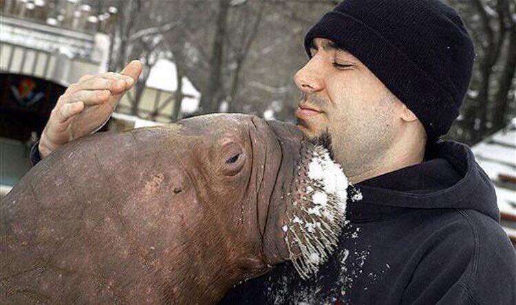 Phil Demers with Smooshi the walrus