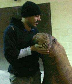 Phil Demers with Smooshi the walrus