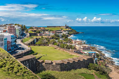 colorful city and parks overlooking the ocean