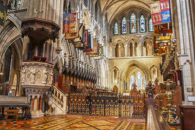 interior of the opulent Saint Patrick Cathedral in Dublin, Ireland