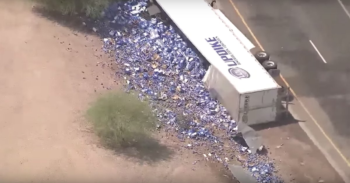 Bud Light Truck Crash Spills Beer On Arizona Highway Thrillist