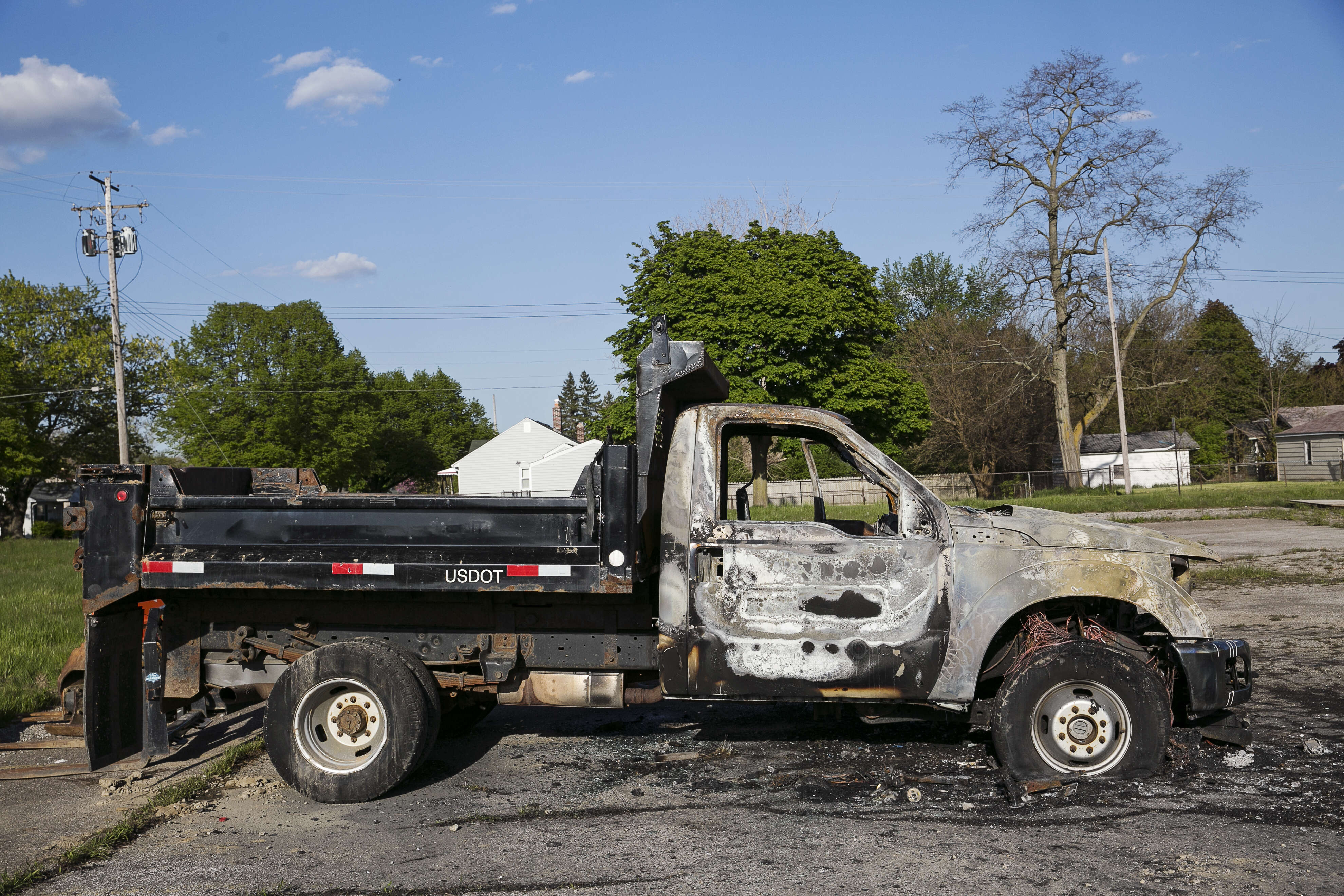 Burned car in Flint, Michigan