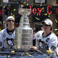 Sidney Crosby and Marc-André Fleury with Stanley Cup