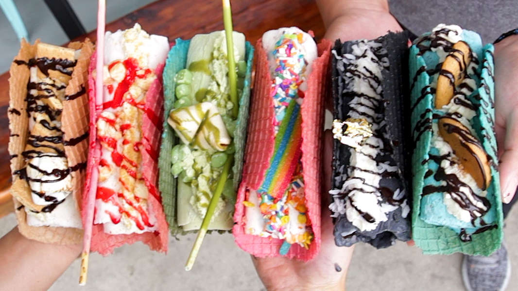 Sweet Cup Rolled Ice Cream Tacos In LA Redefine Taco Tuesday Thrillist   Scale;