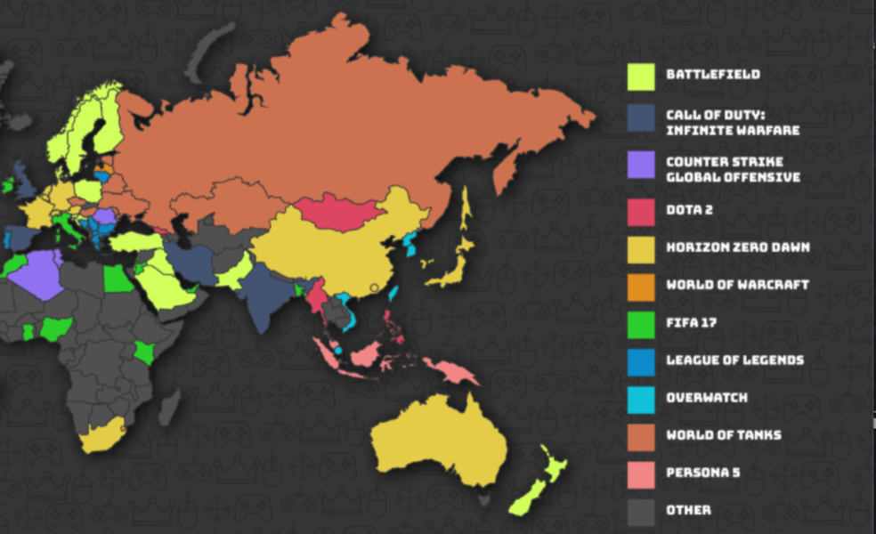 Most popular games. The most popular Computer games. Most popular game in each Country. XVII most popular.