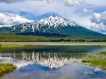 Mount Bachelor reflecting in lake