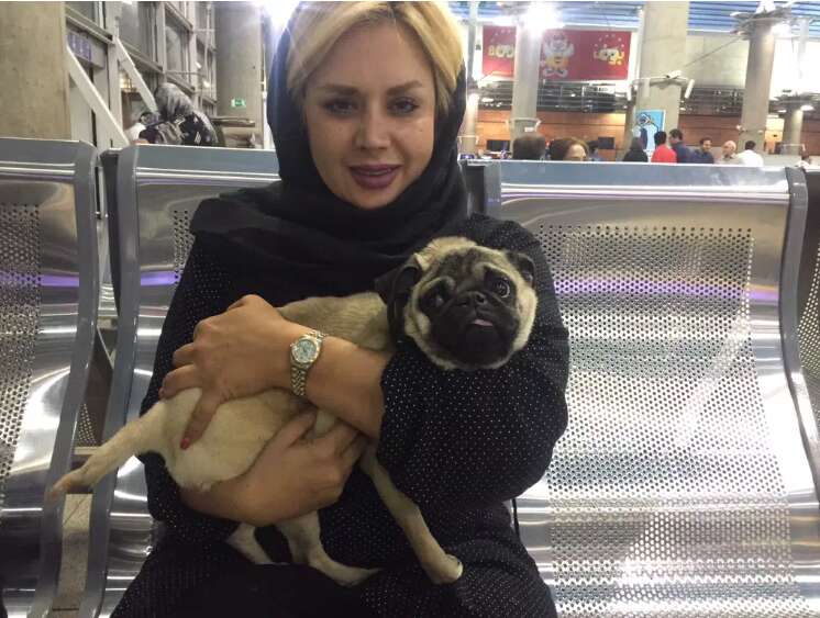 Woman with rescued dog in Iran