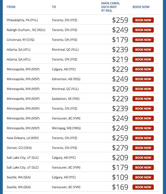 cheap flights to Canada