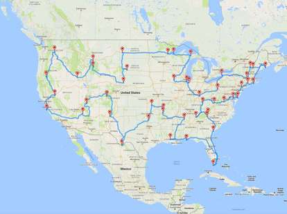 Road trip route for most beautiful place in every state