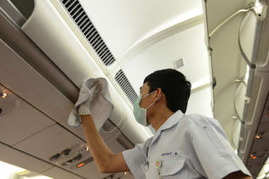 Cleaning an airplane 