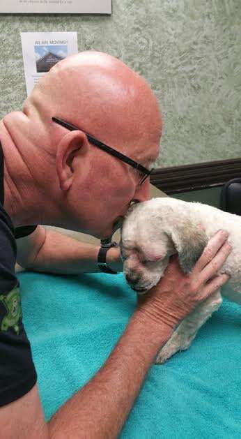 Man kissing rescue dog