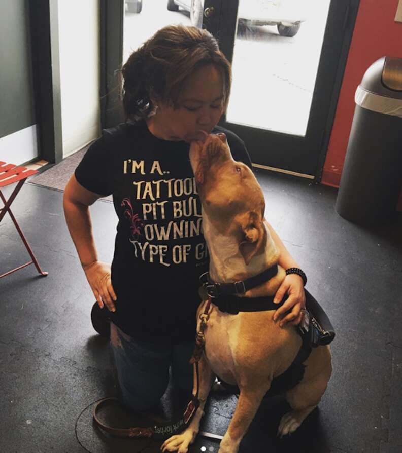 service pit bull and owner