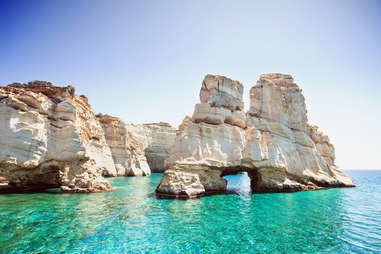 andesitic rocks of milos, greece