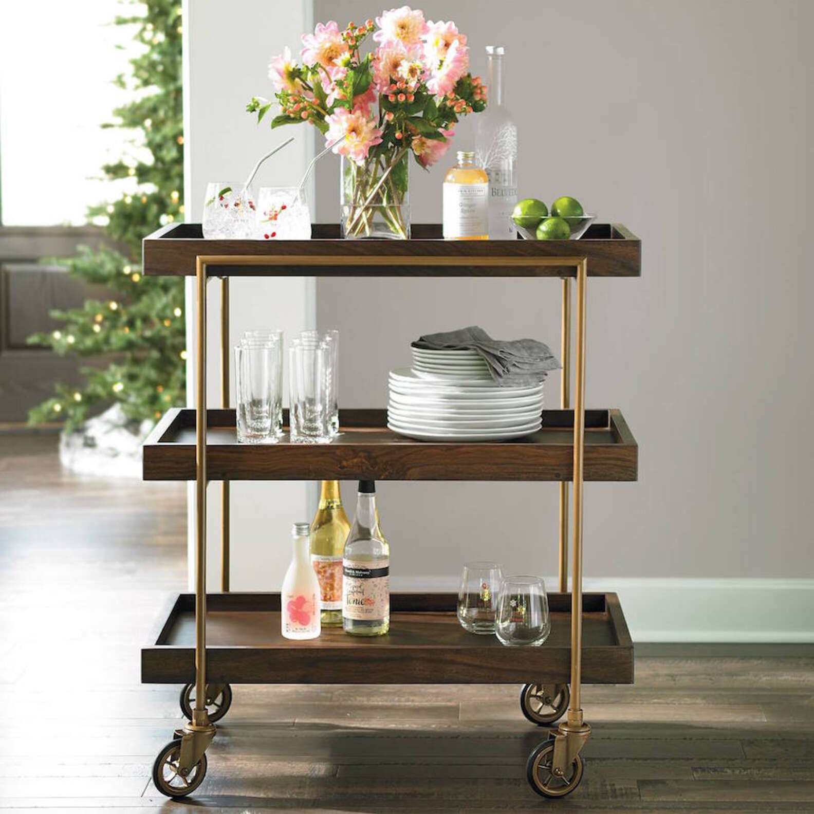 modern bar cart on wheels        <h3 class=