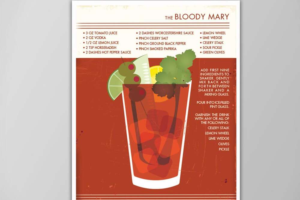 Bloody Mary Diagram Glassware - Set Of 2 - Bloody Mary Glasses, Cocktail/Bar Glasses, Unique Cocktail Glasses