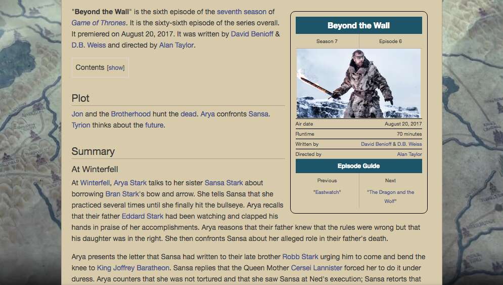 beyond the wall episode wikia page