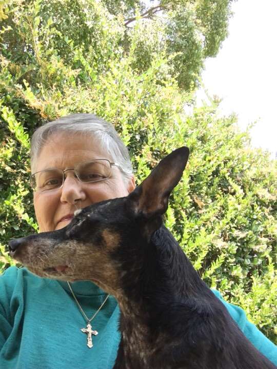 Woman with rescue dog