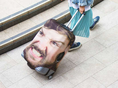 your face on luggage