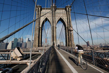 biking over bridge