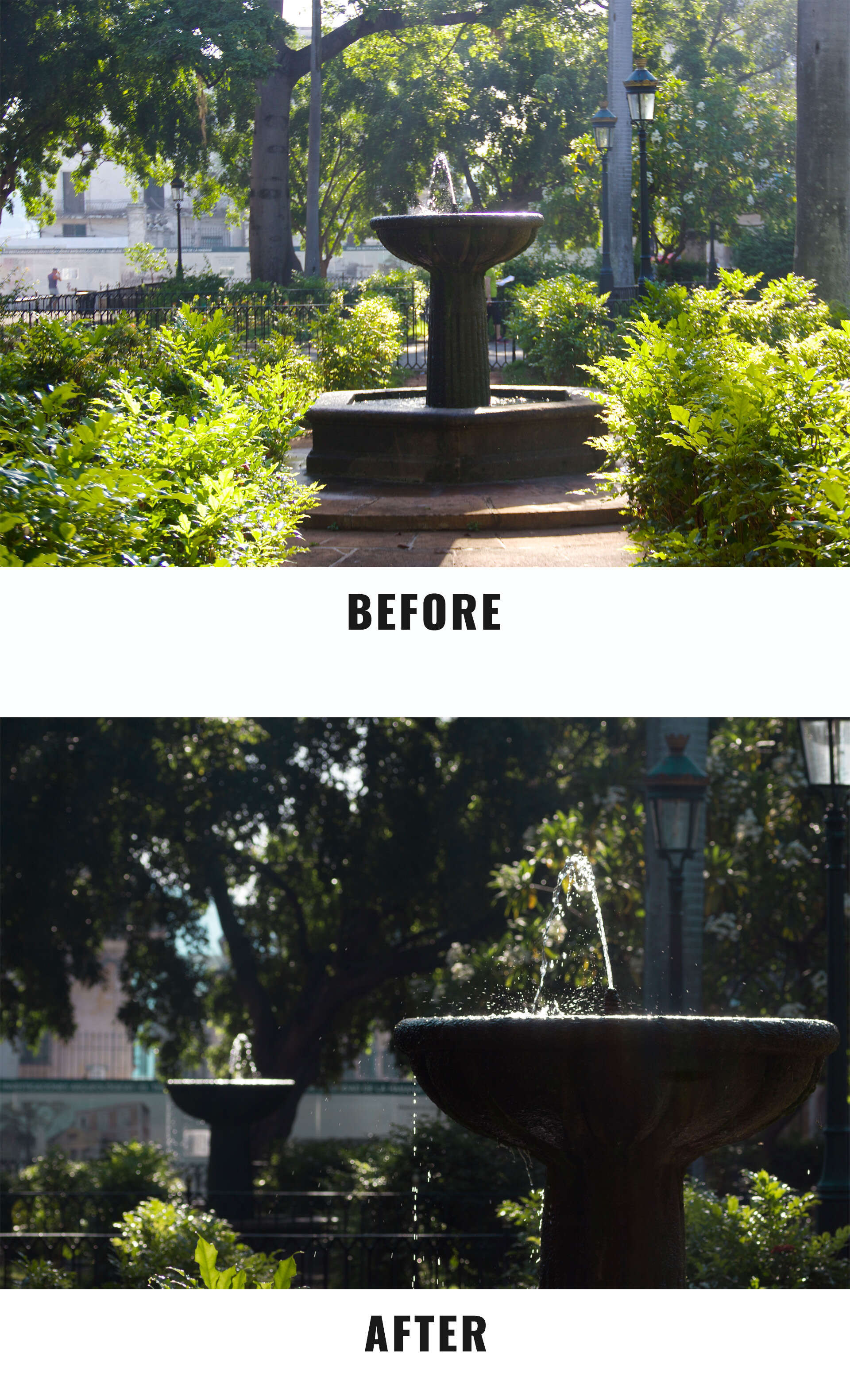 fountain before and after