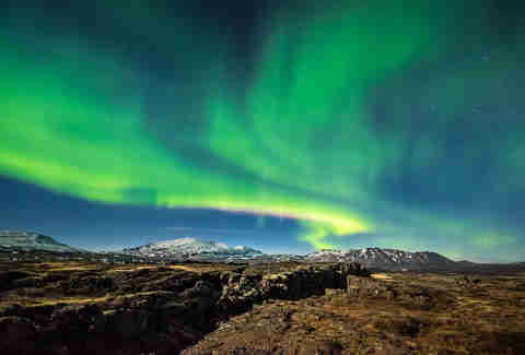 Aurora borealis over the Thingvellir National Park