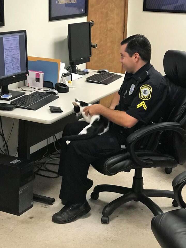 cop at desk