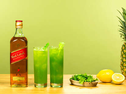 Johnnie Walker Red Label Bottle and The Intercontinental (Savory) Scotch Cocktails