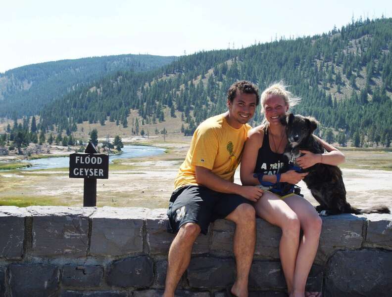 couple adopts dog on road trip