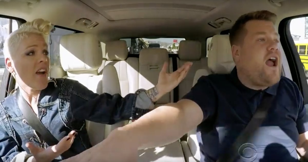 Carpool Karaoke With Pink and James Corden Thrillist