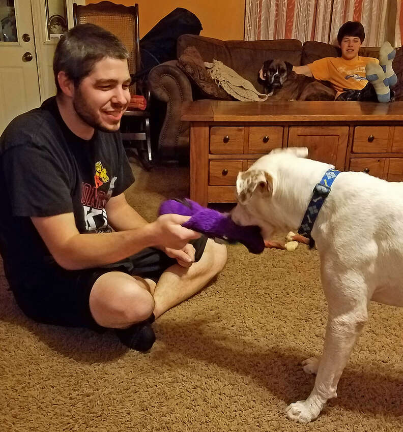 Adam playing with his brother in Pennsylvania