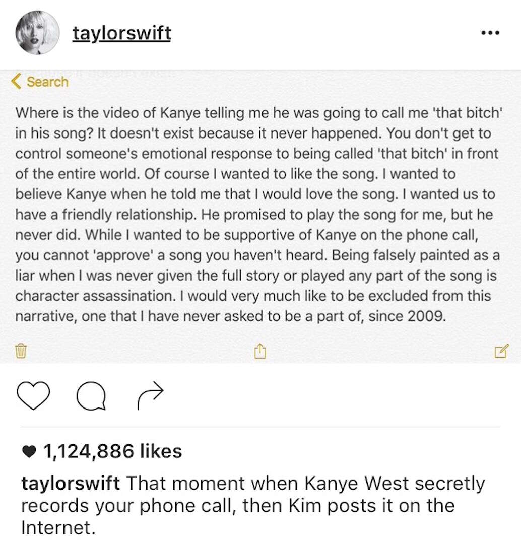 Taylor Swift Kim Kardashian Instagram