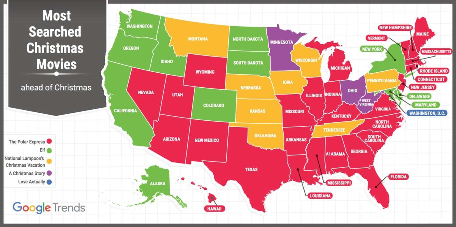 Most Popular Christmas Movie in Every State Revealed by Google Map