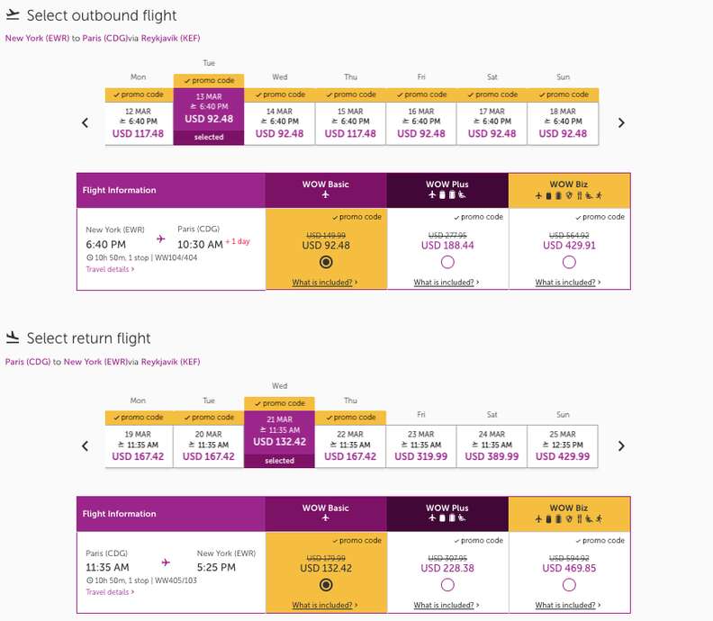 wow air flight booking page