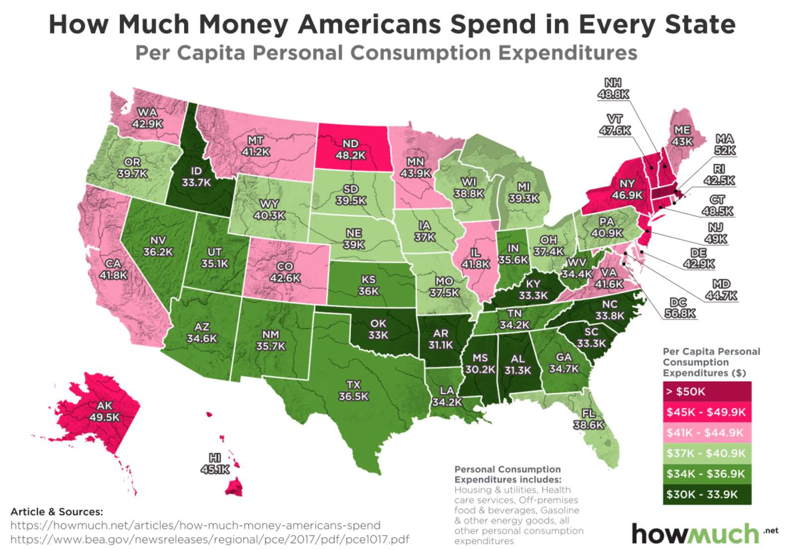 Map Reveals How Much the Average Person Spends Annually In Each State ...