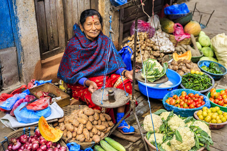 A food seller in Kathmandu, Nepal