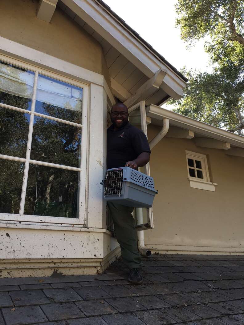 Officer Michael Snyder-Pennon saves cat from Montecito Mudslide-ravaged home.