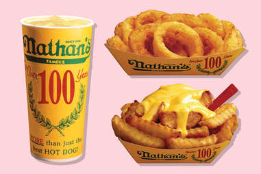 nathan's fries and onion rings lemonade hot dogs vegetarian friendly menu
