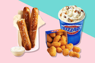 dairy queen pretzel sticks and cheese curds blizzard ice cream vegetarian menu