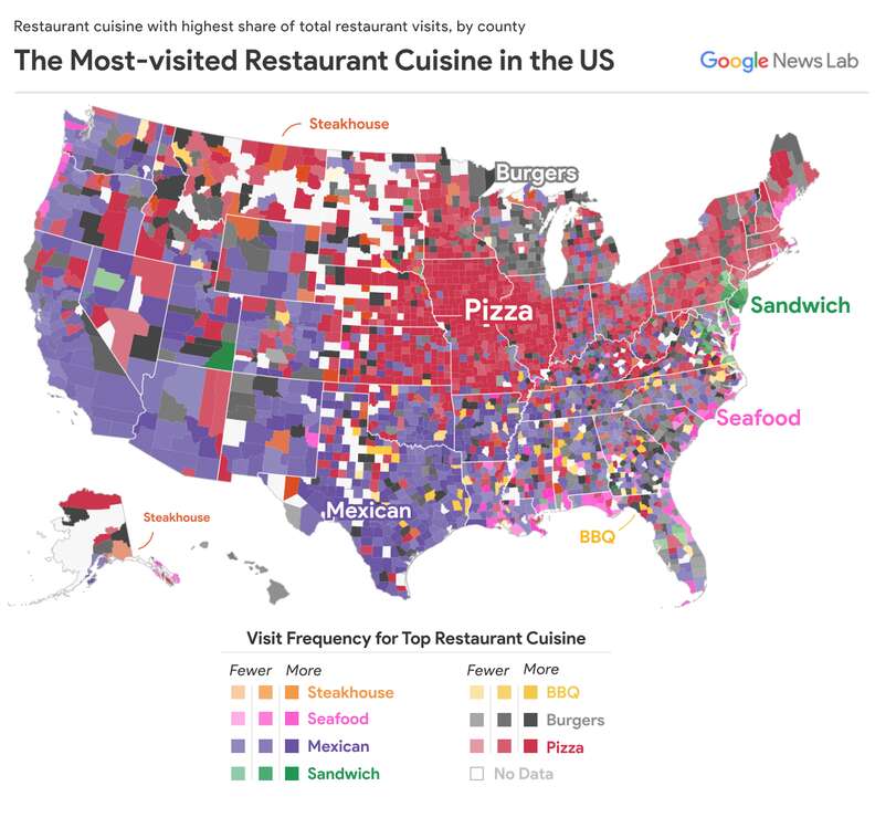 Most Popular Type of Restaurant in Every State Revealed by Map Thrillist