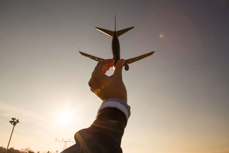 grabbing airplane in the sky