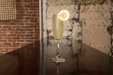 french 75 champagne cocktail bubbly sparkling wine drink valentines day lemon gin