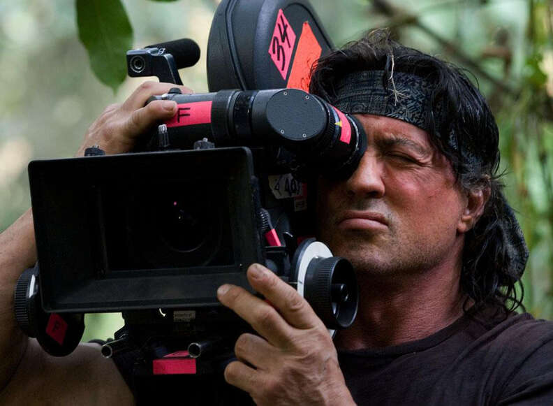 Stallone on the set of Rambo